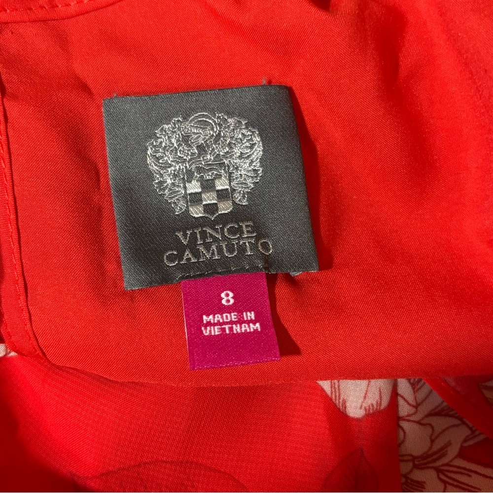 Vince Camuto Floral Red Sleeveless‎ A-Line Midi Dress - Picture 13 of 14